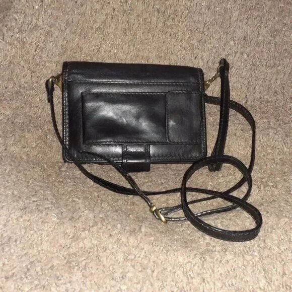 MANCINI-Fine Leather Goods-Unisex Black Crossbody Clutch Organizer-Excellent - Picture 2 of 6